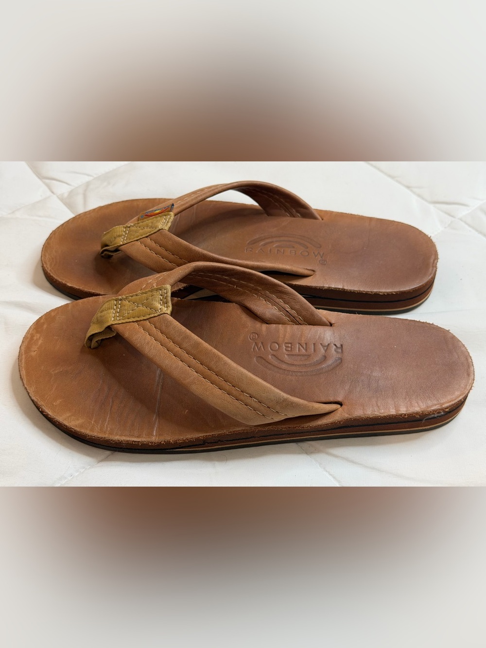 Women's Rainbow Sandals Double Layer Premier Leather Flip Flops EU 38/US 8